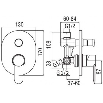 Mitigeur monocommande pour douche à encastrer Sand Nobili SA99108CR Mitigeur monocommande pour douche à encastrer Sand Nobili SA99108CR