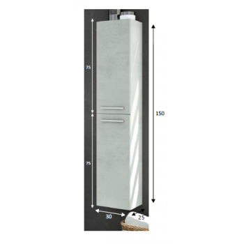 Colonne de salle de bain suspendue 2 portes couleur naturelle