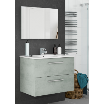 Mobile bagno sospeso Aruba 80 cm Cemento con specchio