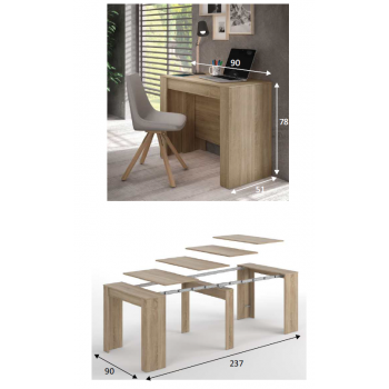 Tavolo multifunzione allungabile da 51 a 237 cm Rovere chiaro