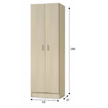 Armadio multiuso 180 cm Rovere chiaro con due ante e tre ripiani interni