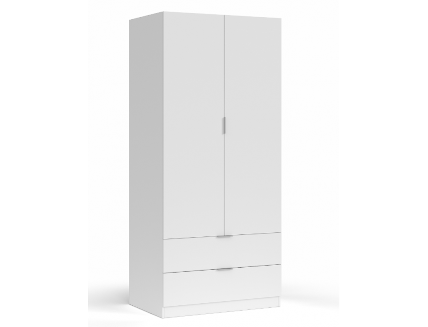 Armadio 180 cm Bianco opaco con due ante e due cassetti