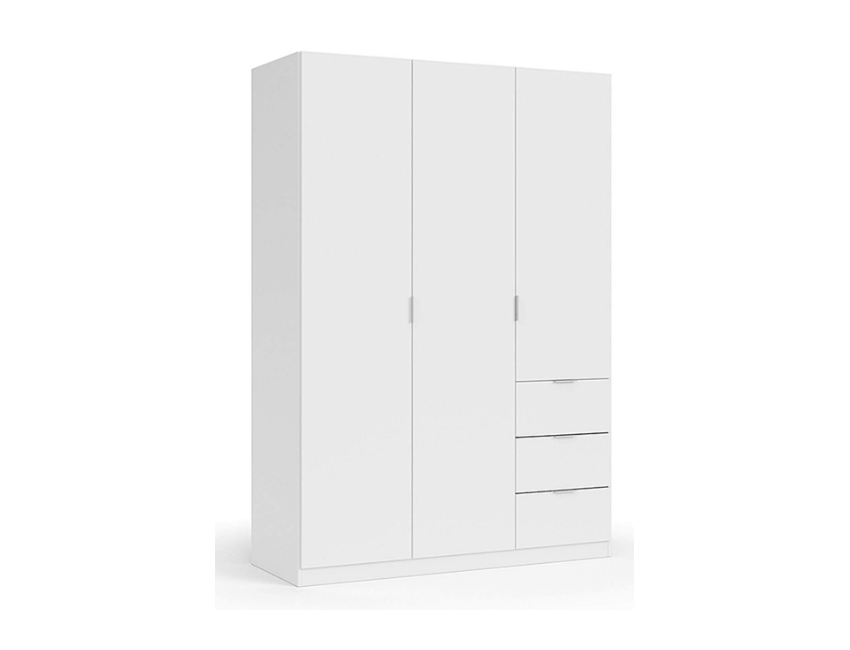Armadio 200 cm Bianco opaco con tre ante e tre cassetti
