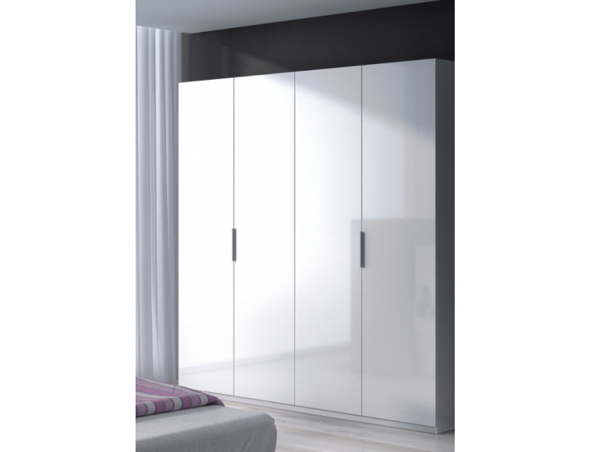 Armadio 200 cm Bianco lucido con quattro ante