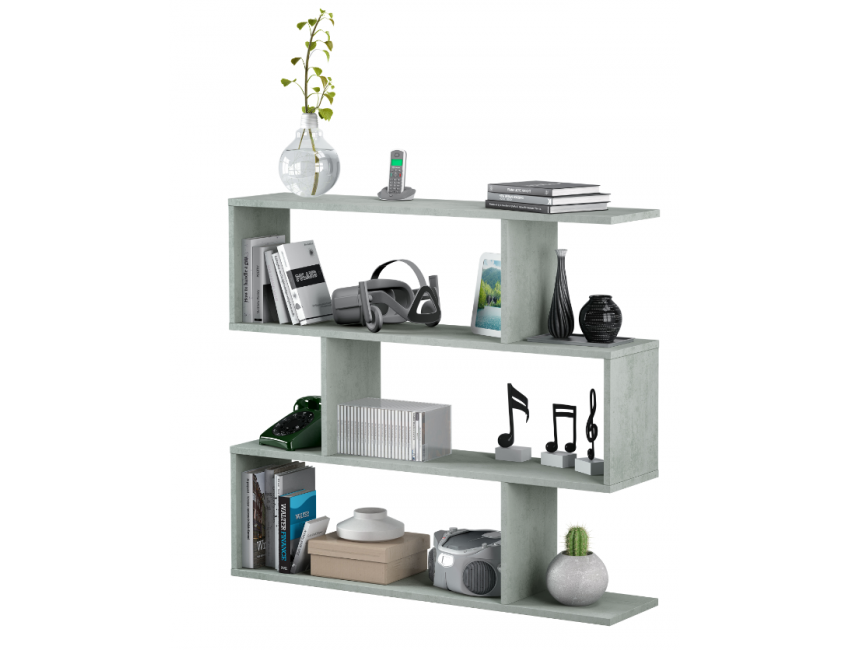 Libreria bassa 97 cm Cemento con tre ripiani