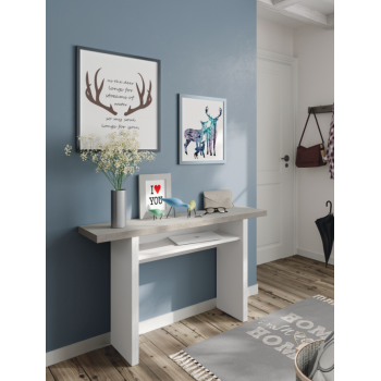 Tavolo 120x70 cm pieghevole a libro Bianco artik e Cemento