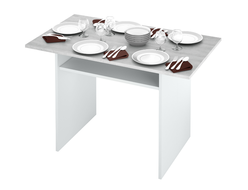 Tavolo 120x70 cm pieghevole a libro Bianco artik e Cemento