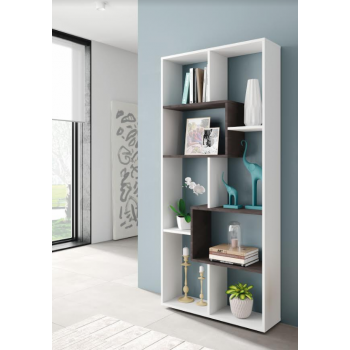 Libreria alta 180 cm Bianco artik ed Ossido con otto scomparti