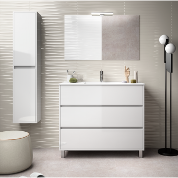 Meuble de salle de bain 600 mm gris opaque avec lavabo à encastrer collection Arenys
