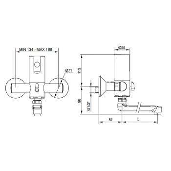Idral Miscelatore elettronico a parete per lavello/lavabo con bocca girevole One 02552/1
