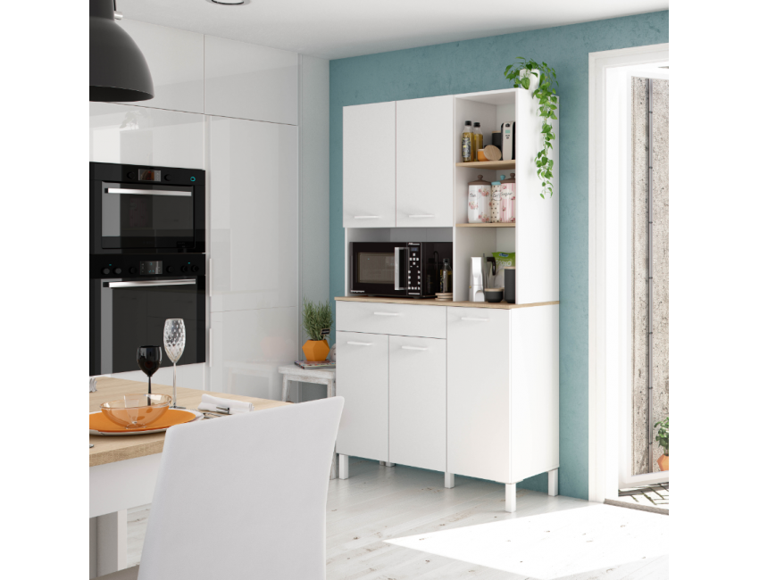 kuchenschrank 108x40x186 cm mattweiss und kanadische eiche farbe weiss artik und eiche canadian abitare