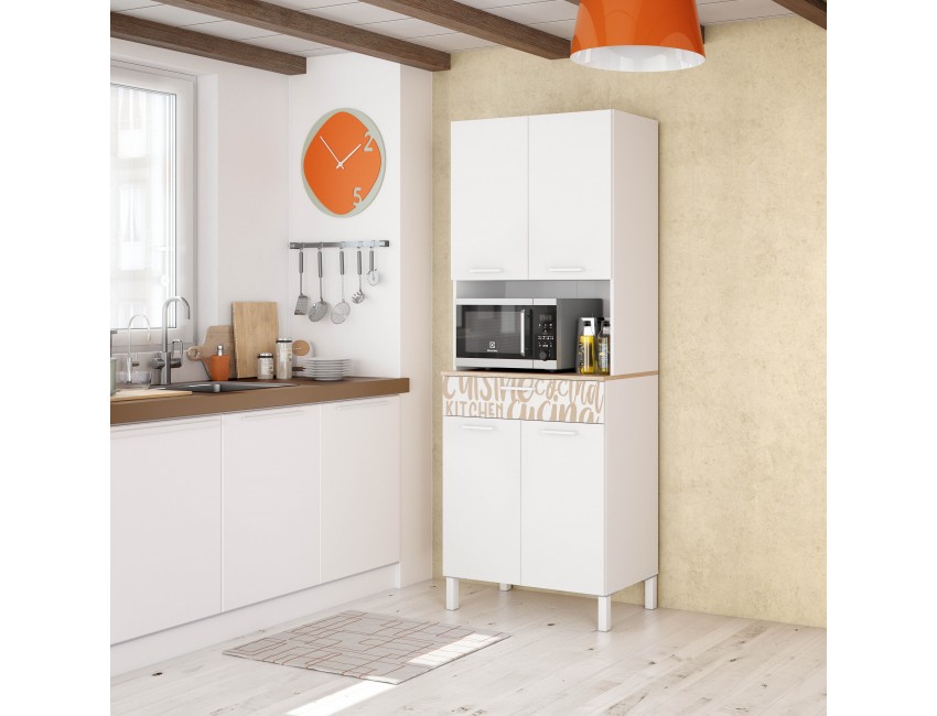 kuchenschrank 72x40x186 cm mattweiss und kanadische farbe eiche und weiss abitare